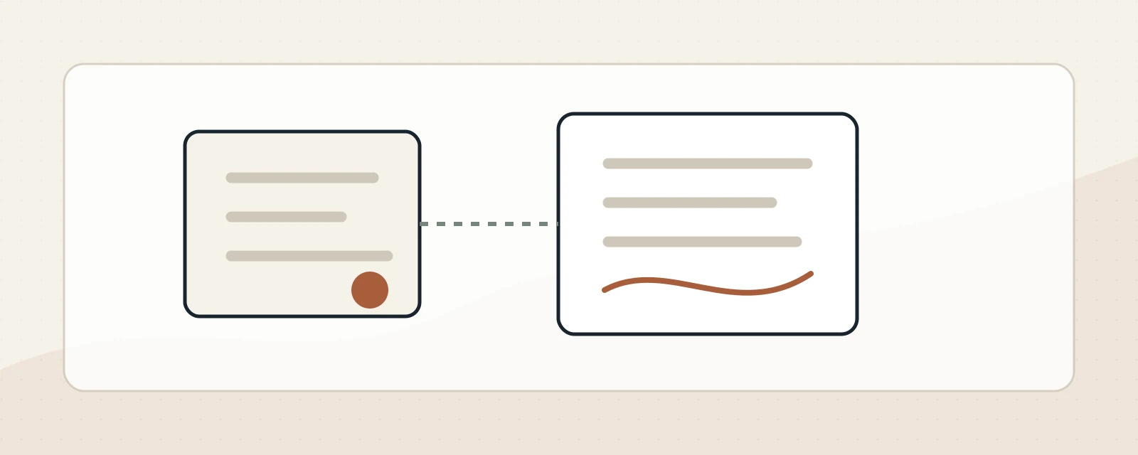 Illustration of business formation paperwork: an operating agreement, articles of organization, and a filing receipt.